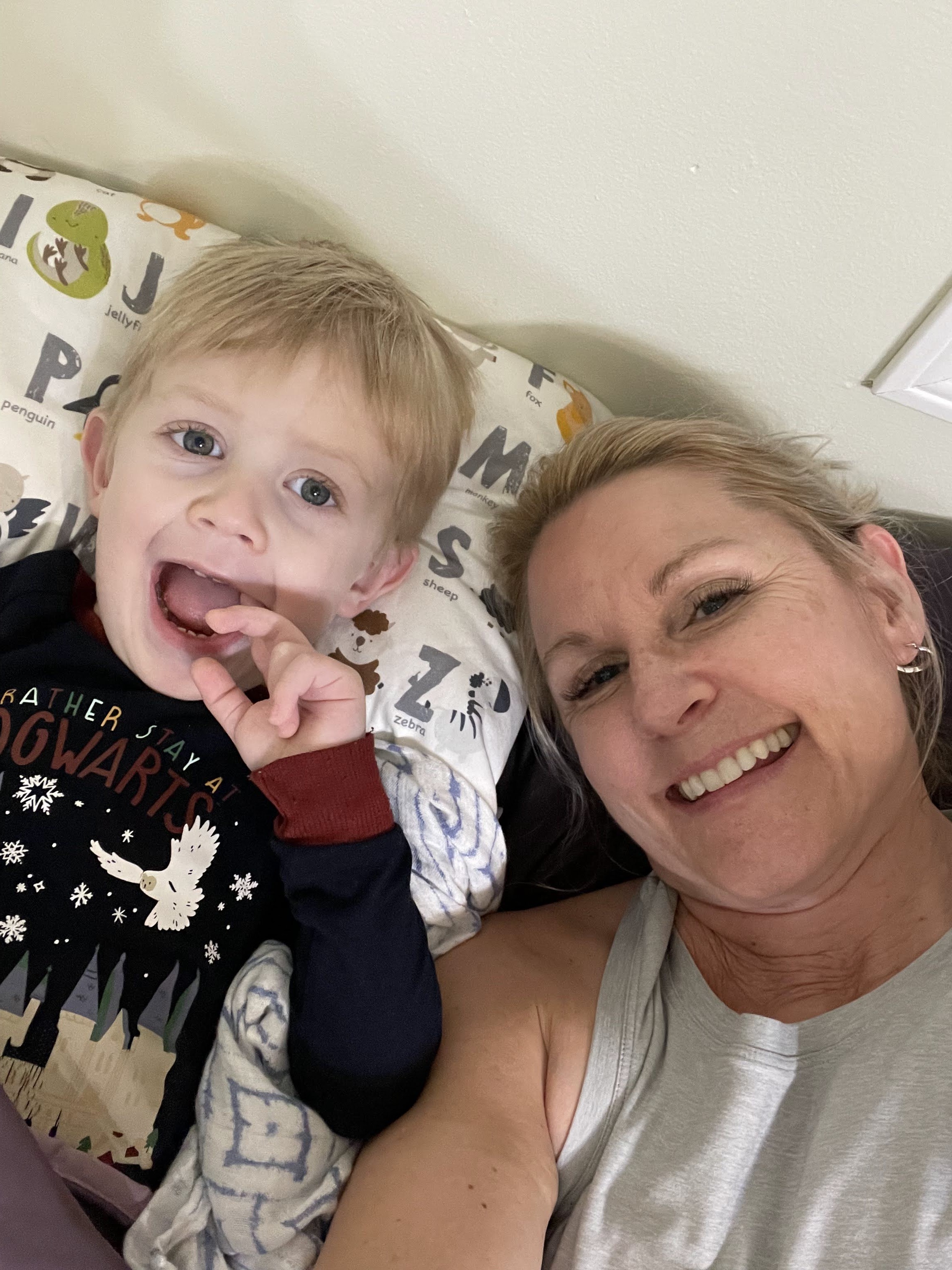 Oscar smiling with grandmother